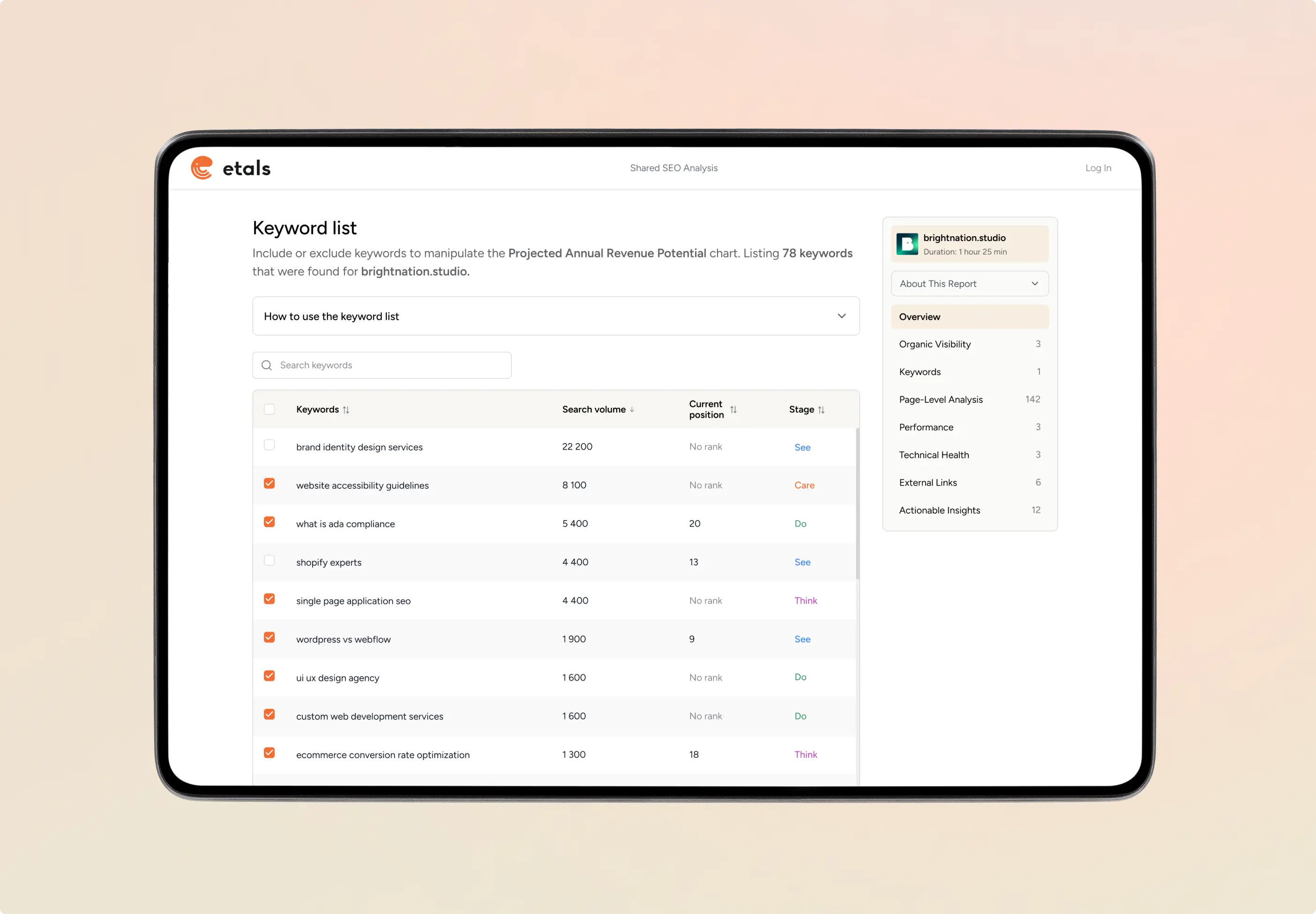 ETALS advertising design - UI elements
