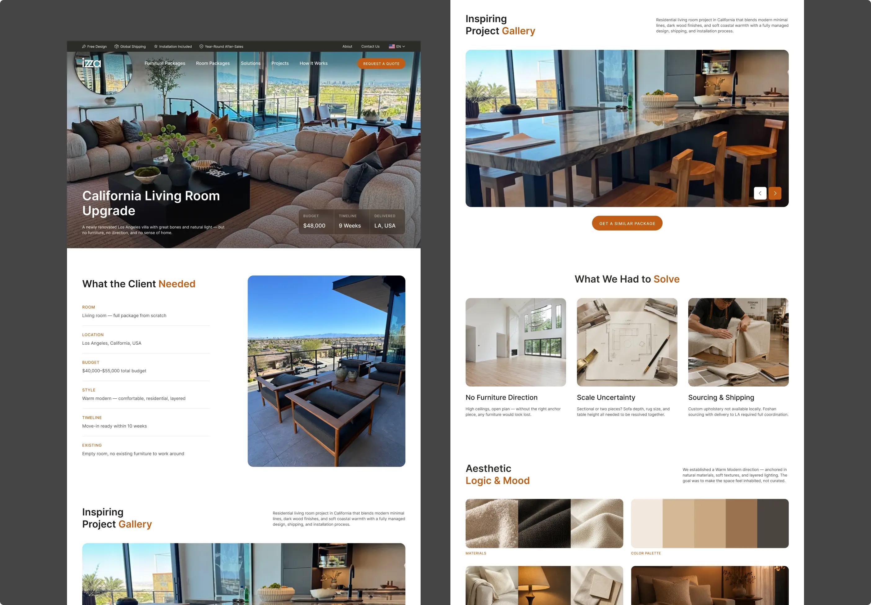 IZZA LIVING advertising design - layout showcase