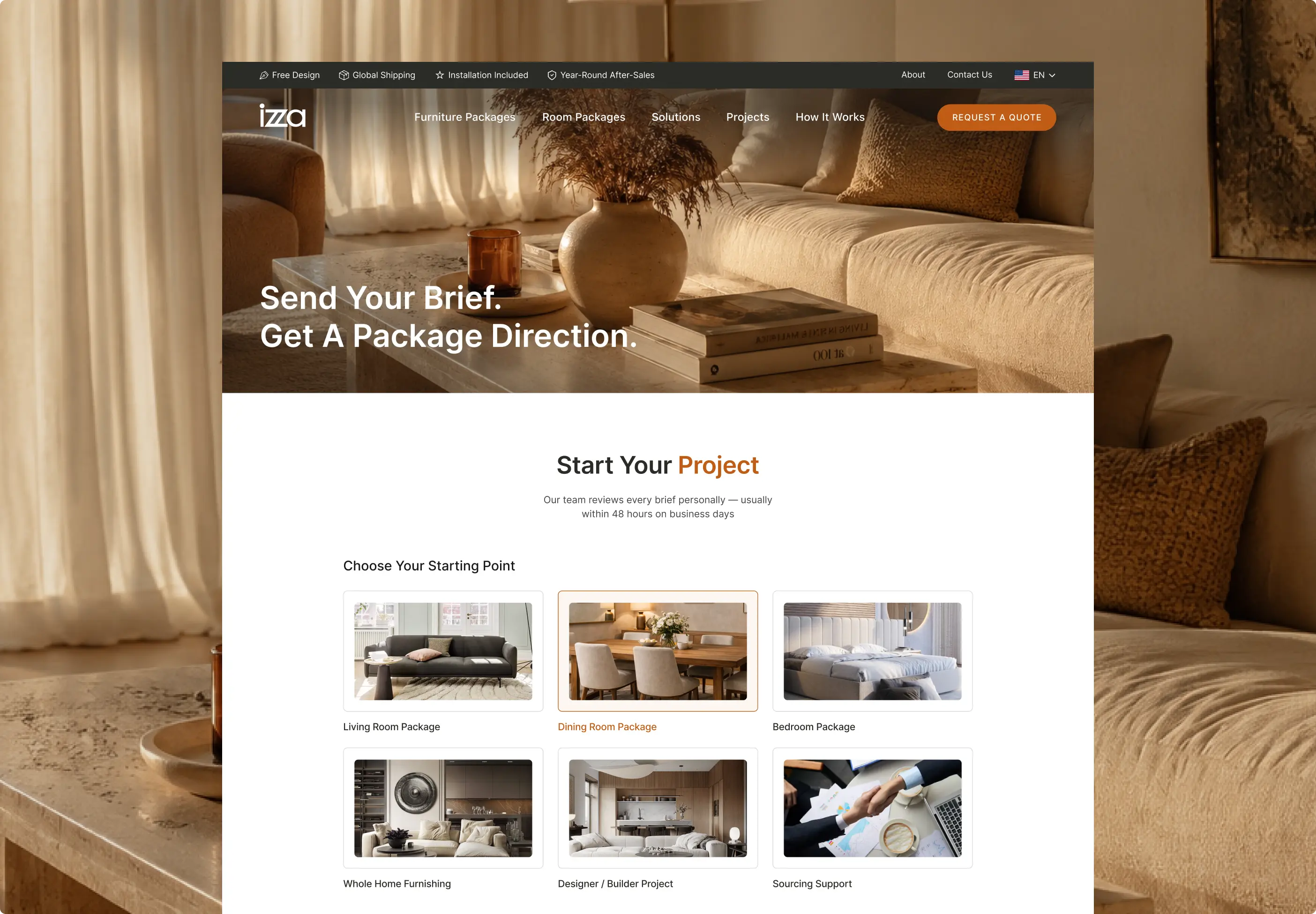 IZZA LIVING advertising design - screen design